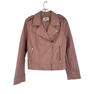BB Dakota Rose Quartz Moto Finish Jacket Medium Faux Leather NWT $108 RGG10655